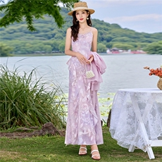 温柔风松弛感宽松罩衫吊带两件套，女装连衣裙，鑫鑫美