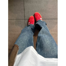 美式复古深蓝色牛仔裤男女穿搭高级感裤子宽松直筒oversize阔腿裤，男装牛仔裤，星座601-2