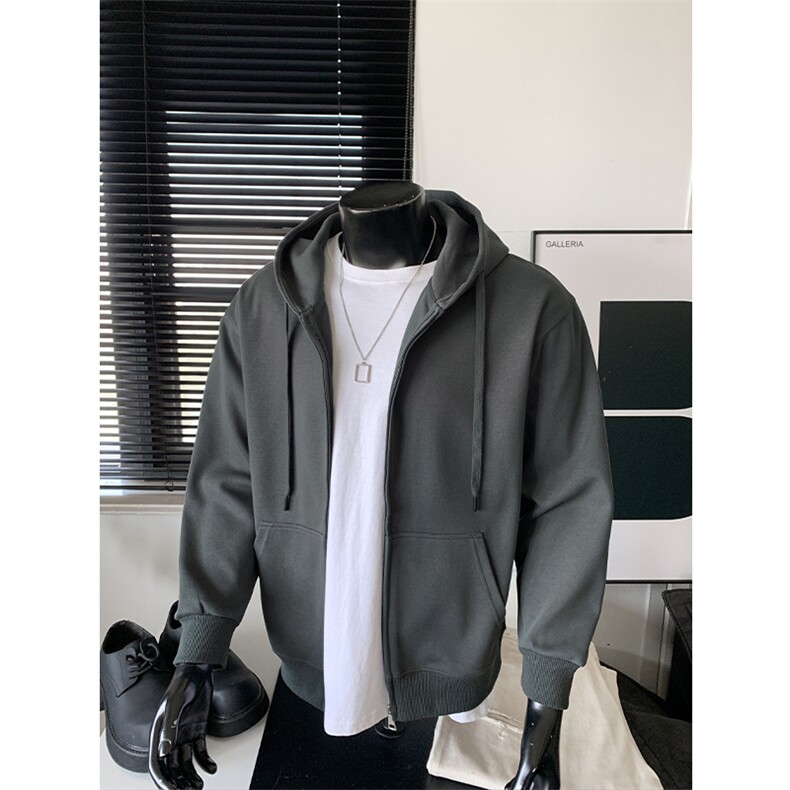 2026春季慵懒感320g重磅华棉长袖开衫卫衣外套男W24587-特P33控68，女装短外套，电商A001-1