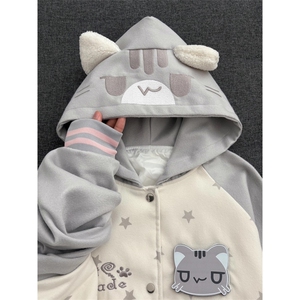 DD71P60JRP65魔术贴可爱小猫连帽外套图片