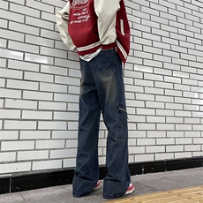 2024春秋美式高街工装牛仔裤日系复古休闲bf宽松长裤男K7458-P48，男装牛仔裤，星座512-3