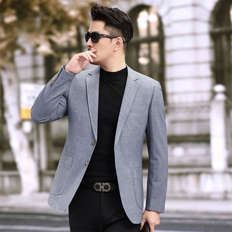 新款春季新款便西男士格子西装休闲西服外套7817P145225，男装西服套装，电商D225-1