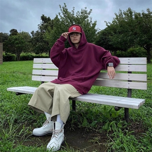 抖音得物高品质二开 25年秋冬重磅曼巴棉美式宽松连帽纯色卫衣Y99图片
