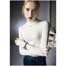 莫代尔高领打底衫女2024年秋冬季直筒大版长袖T恤百搭简约上衣，女装T恤，君汇