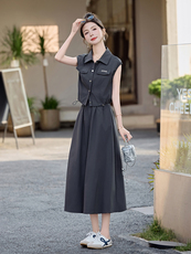 御姐风休闲套装连衣裙女2026夏新款气质时尚短袖衬衫半身裙两件套，女装套装/套裙，尚洛菲