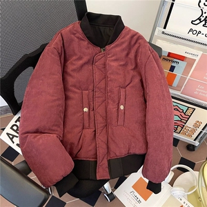 美式炸街纯色加棉棒球服棉服外套男女2024秋冬季夹克衫MF323-P95图片
