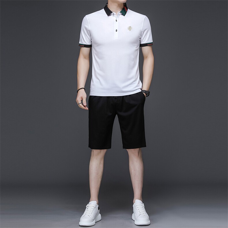 新款爸爸装夏季套装冰丝速干休闲运动T恤中老年长裤衣服男夏装,男装休闲套装,电商B212（原钱塘6029）