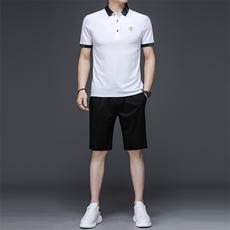 新款爸爸装夏季套装冰丝速干休闲运动T恤中老年长裤衣服男夏装，男装休闲套装，电商B212（原钱塘6029）