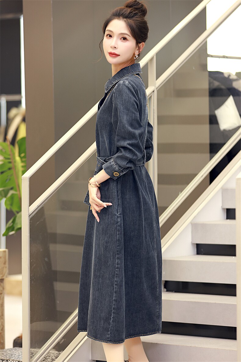 牛仔连衣裙女小个子2023春秋新款时尚独特高级感气质收腰衬衫裙子,女装连衣裙,浙宝2-166