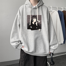 WY2122-P35纯棉连帽卫衣男大码运动帽衫宽松薄外套男，男装卫衣，电商A040