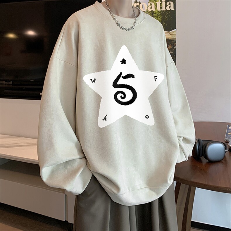 麂皮绒卫衣男大码重磅长袖t恤男 JW81368-P35图片