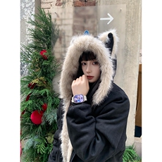 现货重磅硬挺boxy羽绒棉衣座山雕猫耳大毛毛领麂皮棉服冬外套，男装棉衣，电商A486