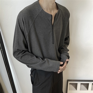 特批亨利领秋冬季德绒宽松长袖T恤冬装打底衫男女款S354-P38,中款格子呢衣搭配图片