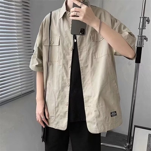 新款工装短袖男潮牌潮流美式复古宽松设计感衬衫T恤男CS0227-P38图片