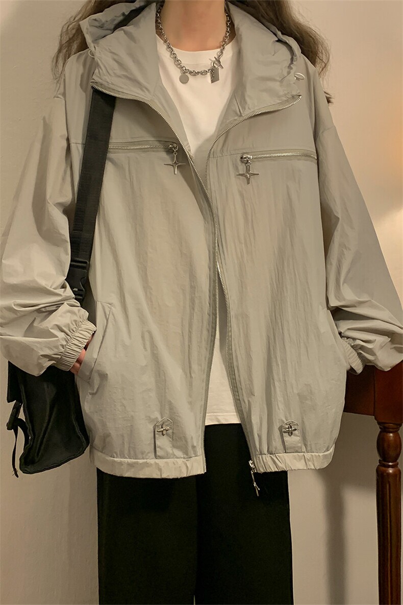 1中性风黄灯四角星金属点缀大码M-5XL潮牌防晒服男FS77003P65控88,男装夹克,星座226-2