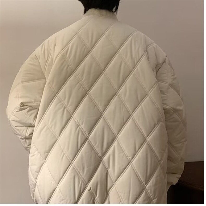 外套秋冬季菱形格绣标保暖棉衣男女ins港风情侣休闲百搭棉服潮,男装棉衣,星座506A