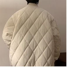 外套秋冬季菱形格绣标保暖棉衣男女ins港风情侣休闲百搭棉服潮，男装棉衣，星座506A