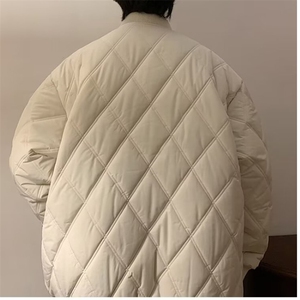 外套秋冬季菱形格绣标保暖棉衣男女ins港风情侣休闲百搭棉服潮图片