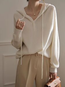 毛衣女秋冬2024秋冬款连帽洋气宽松软糯针织衫上衣图片