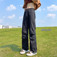 褶皱冰丝裤子男夏季薄款拉链速干伞兵工装裤23XK66393特批25，男装工装外套，电商A042