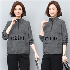 2022秋款条纹时尚休闲卫衣显瘦百搭长袖上衣，女装卫衣/绒衫，鑫鑫格