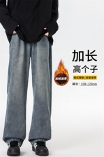 加长版裤子男款高个子牛仔裤复古直筒185cm110长裤KZ004P58加绒68，男装牛仔裤，电商B312