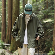 春秋户外冲锋衣男连帽外套登山服潮牌宽松机能风夹克JK84-P58，男装夹克，星座308B-2