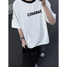 可48小时发货支持抖音得物来样二开重磅美式高街纯棉织带短袖T恤，男装T恤，电商A486