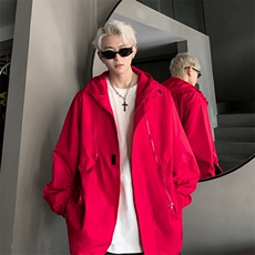 港风美式潮流宽松百搭连帽冲锋衣夹克男潮XZ213-JK6601-P65控88，男装夹克，星座213