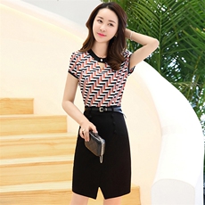 条纹韩版修身显瘦2021年夏季短袖中长款H型圆领甜美个性，女装连衣裙，阿菲诺依