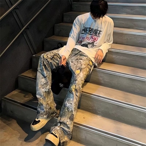 印花秋冬卫衣男2025年春秋季韩版新款圆领宽松上衣chic港风潮流图片