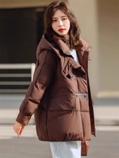 （现货）90白鸭绒女冬新款时尚洋气气质高端加厚保暖宽松羽绒服女，女装羽绒服，韩蔻秀