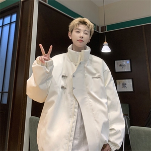 潮流金属飞机扣美式高街三防棉衣宽松棉服图片