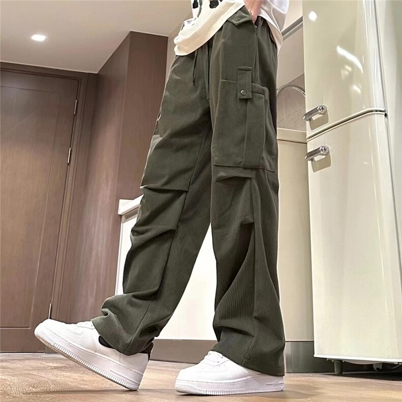 秋冬休闲运动港风灯芯绒工装裤男女潮流多口袋百搭长裤子XK014，男装工装外套，星座208-5