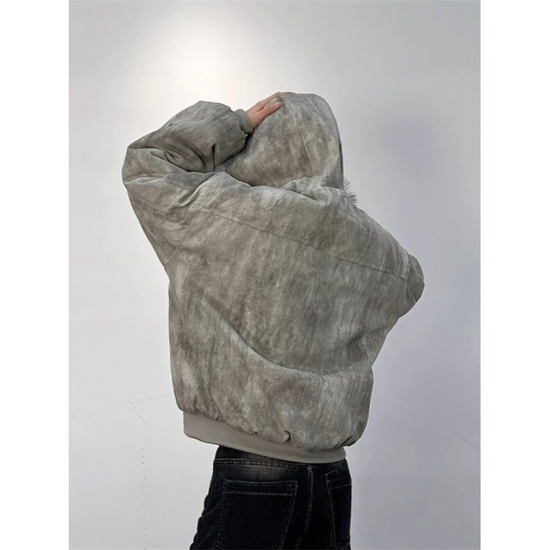 WT139-P108座山雕连帽大毛领棉衣男棉服潮牌扎染保暖外套潮,男装棉衣,星座1501-3