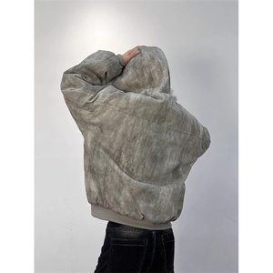 WT139-P108 座山雕连帽大毛领棉衣男棉服潮牌扎染保暖外套潮图片