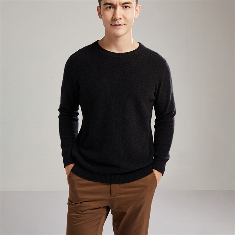 2024秋冬新款山羊绒男士圆领经典羊绒衫男装，男装羊绒套衫，镁纯羊绒