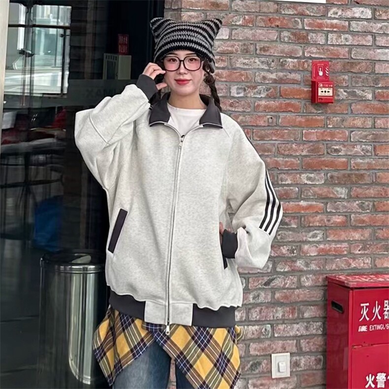 抖音得物高品质美式高街重磅结构设计拼接织带立领卫衣外套CM42，男装卫衣，电商A486