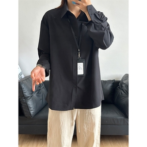 四季薄款冰丝长袖衬衫男简约纯色垂感休闲长袖痞帅衬衣CS031-P28图片