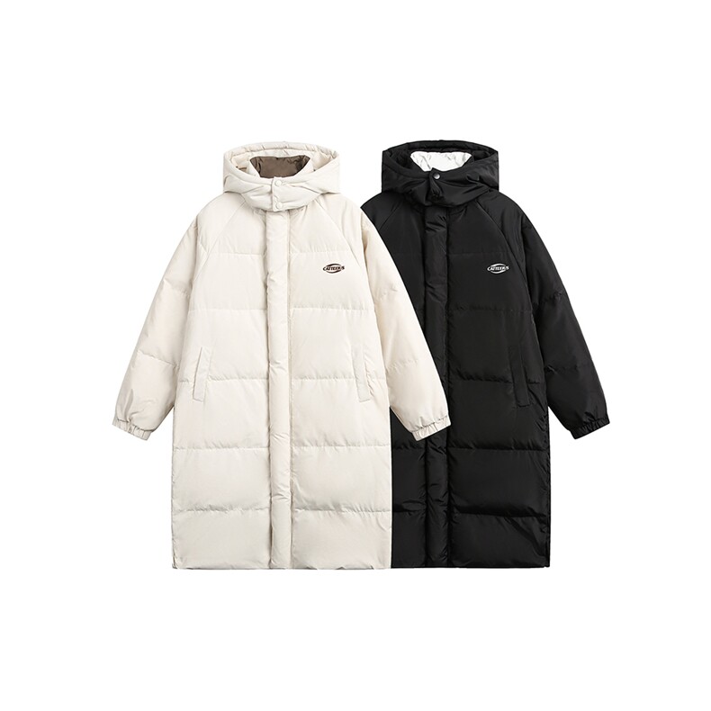 2025冬款可拆卸连帽拼色防风领长款羽绒服-8058-428图片