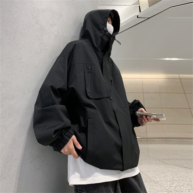 JK9007/P65春装新款现货中性风冲锋衣防水夹克男宽松大码工装外套,男装夹克,电商A141