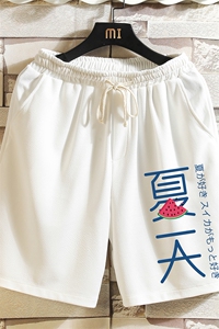 MK37192-P15 冰丝短裤男士大码宽松休闲五分裤男运动中裤 砖墙图片