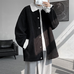 8XL-M 特大码港风灯芯绒翻领夹克男羊羔毛棉衣棉服外套JK1307P68图片
