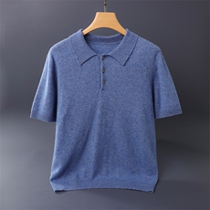 秋冬季新款舒适时尚百搭12针Polo领短袖男士羊绒衫，男装羊绒套衫，伊绒腾羊绒