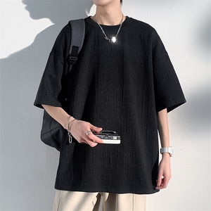 特批P22无差价夏季压印字母中袖T恤男重磅高克重短袖上衣T154图片