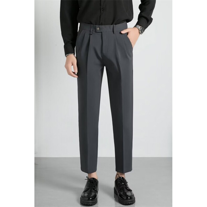 修身小脚职业西裤男休闲裤高级感小直筒9九分西装裤K31，男装西服套装，星座1116A-2（原606A-1）