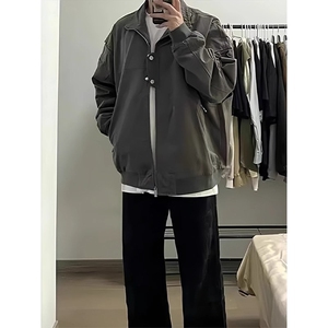 皮衣外套男穿搭美式复古休闲皮夹克短款机车服513AJK2675P70,深枣红色皮衣 搭配什么裤子好看图片