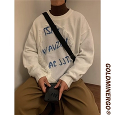 秋冬潮牌美式复古破坏感拼接毛衣设计感针织衫男女外套M9102-p45，男装针织衫/毛衣，星座1008