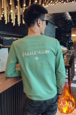 黑色2023冬装修身绣花圆领加绒卫衣男潮W043加绒-P58控价78，男装卫衣，电商A108