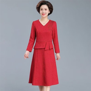 2025新款精品婚礼连衣裙庆结婚喜庆喜婆婆高端气质款A字裙子图片